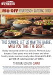 Feed the team with $50 off $250 on catering at Outback Steakhouse via promo code SUMMER #outbacksteakhouse