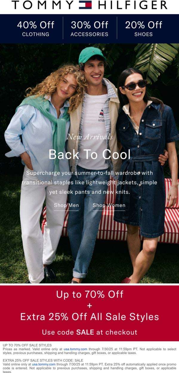20-40% off at Tommy Hilfiger via promo code SALE