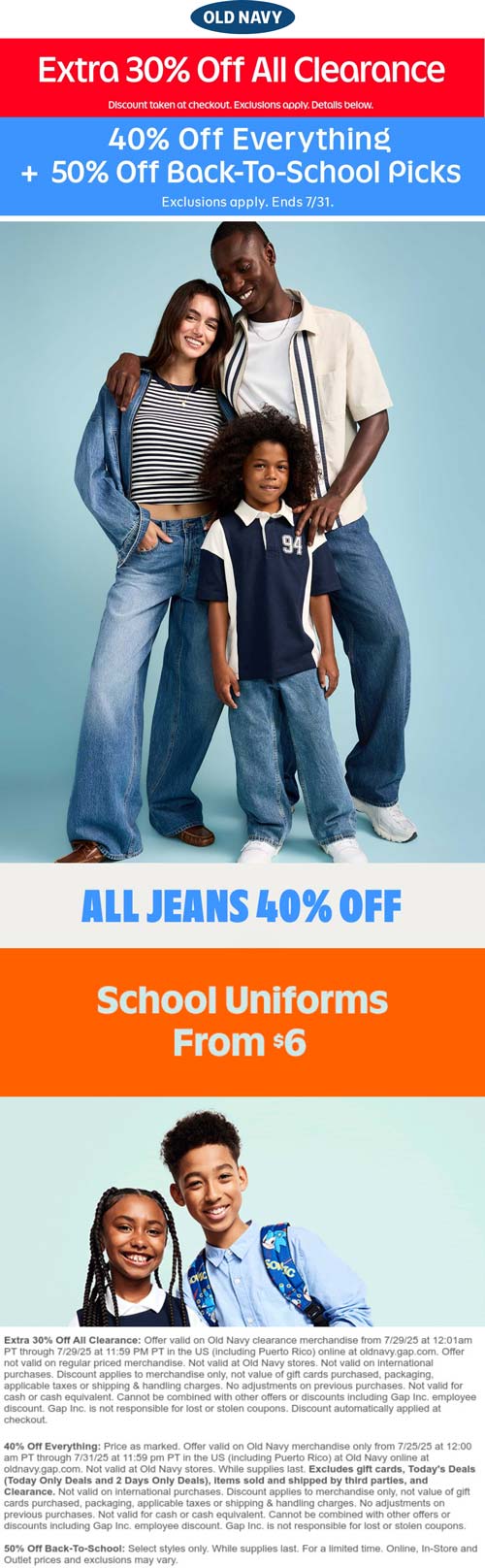 40% off everything & more online at Old Navy