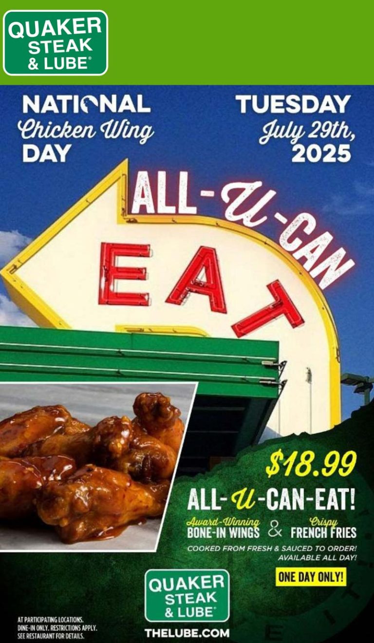 Bottomless chicken wings & fries = $19 today at Quaker Steak and Lube