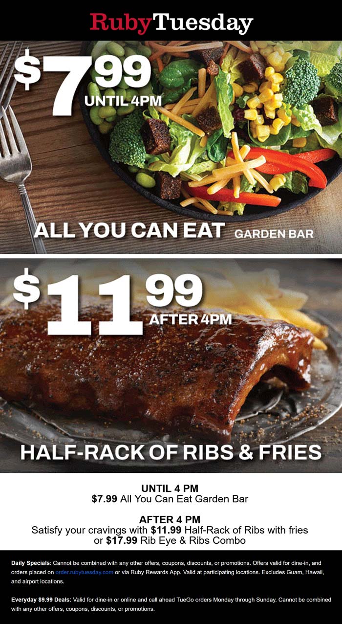 $8 bottomless garden bar & more today at Ruby Tuesday restaurants
