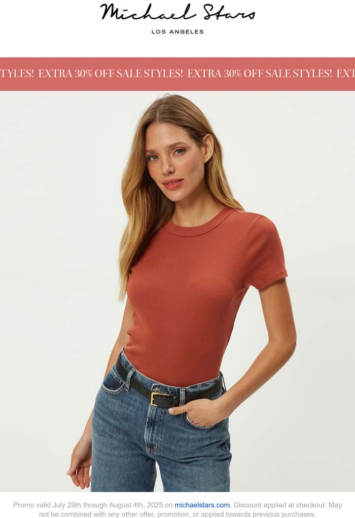 Extra 30% off sale styles online at Michael Stars
