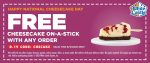 Free cheesecake on a stick with any order at White Castle, or online via promo code CHSCAKE #whitecastle