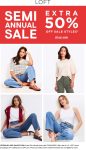 Extra 50% off sale items at LOFT, ditto online #loft