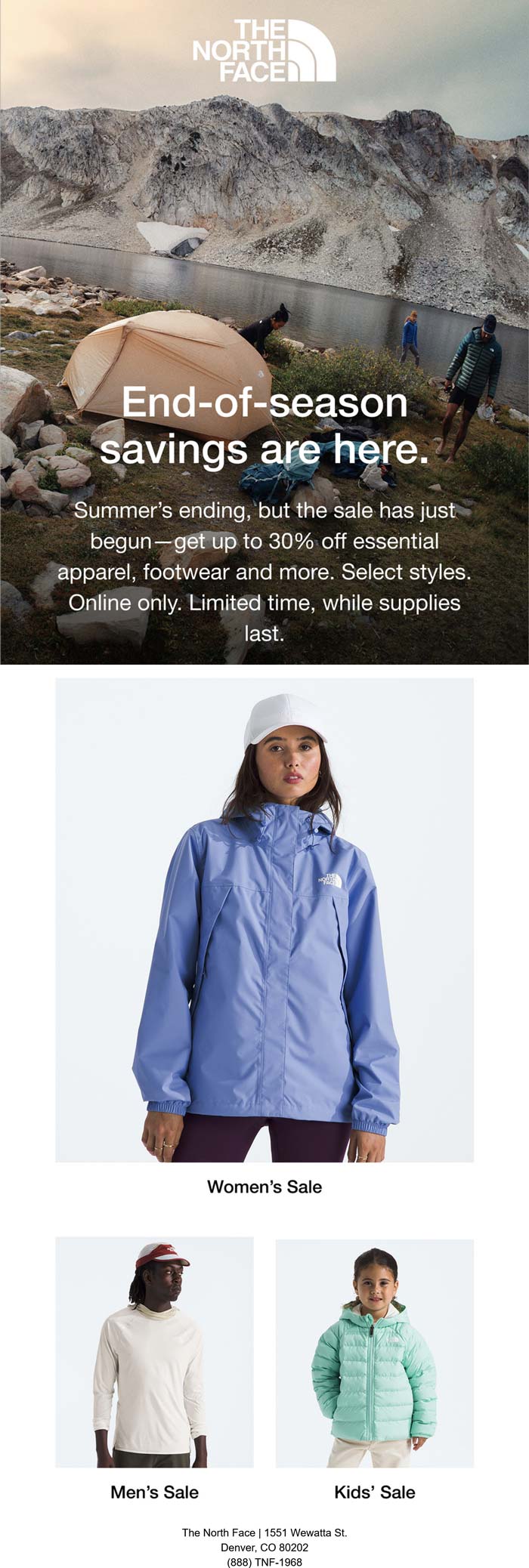Summer gear is 30% off online at The North Face