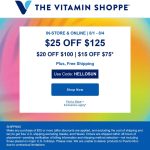 $15-$25 off $75+ at The Vitamin Shoppe, or online via promo code HELLOSUN #thevitaminshoppe