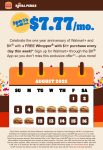 Free whopper daily on $1 via Walmart+ at Burger King restaurants #burgerking
