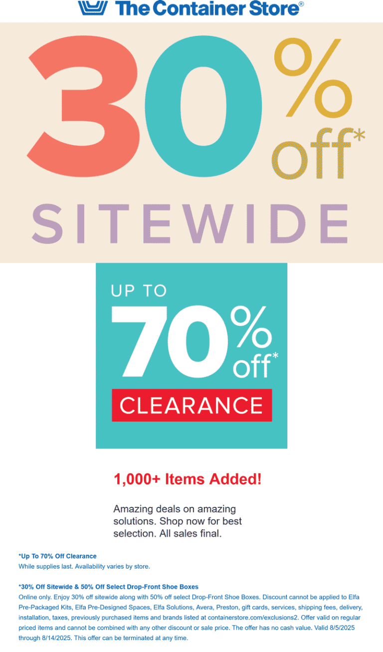 30% off everything online at The Container Store