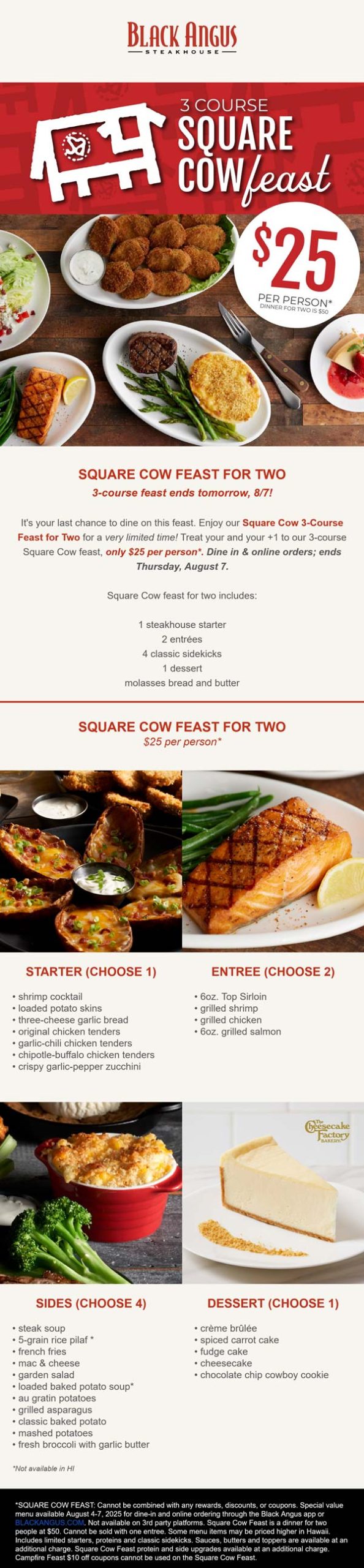 3-course meal = $25 at Black Angus steakhouse