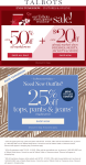 Extra 50% off sale items & more at Talbots, ditto online #talbots