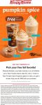Free pumpkin spice coffee or doughnut with your order via login today at Krispy Kreme #krispykreme