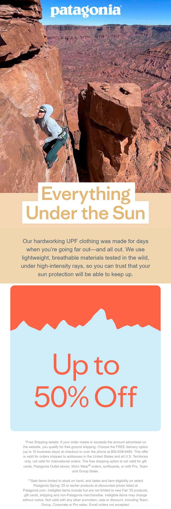 20-50% off sale items at Patagonia