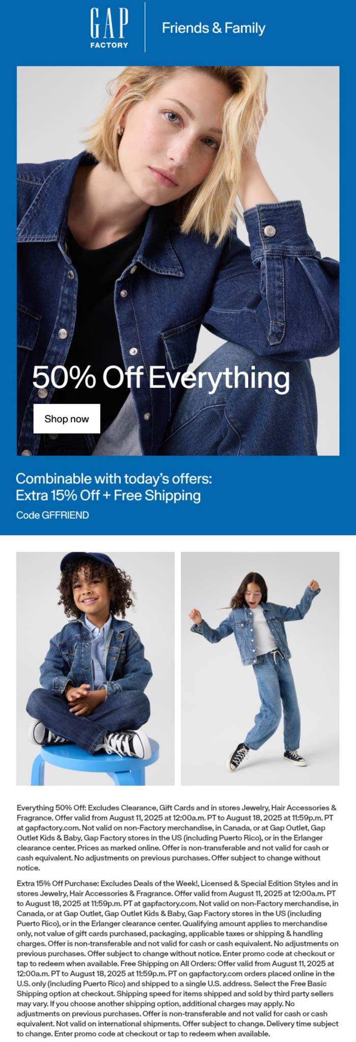 65% off everything at Gap Factory