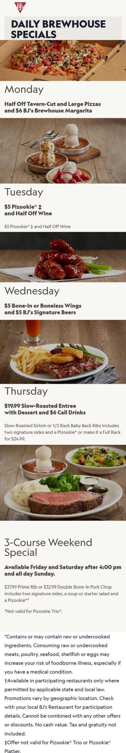 Various deals of the day at BJs Restaurant
