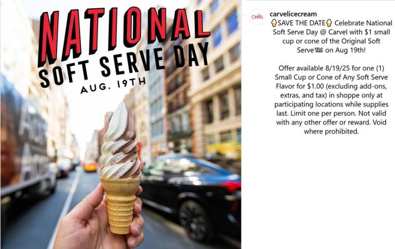 $1 ice cream cone today at Carvel