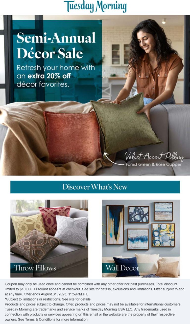 Extra 20% off decor at Tuesday Morning