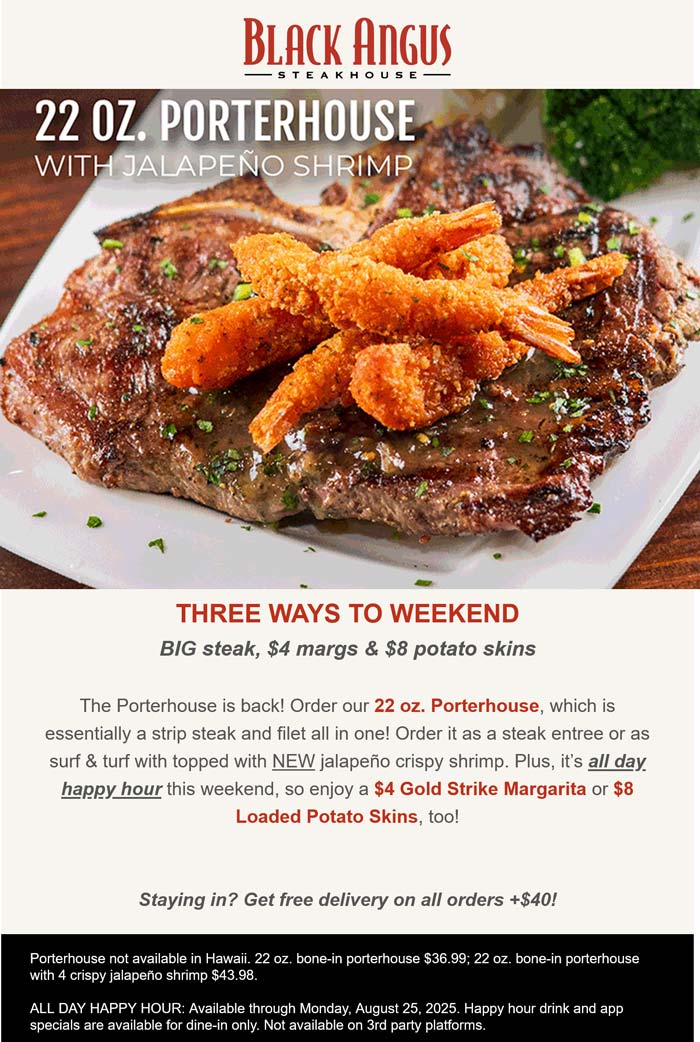 $4 gold strike margaritas & more at Black Angus restaurants
