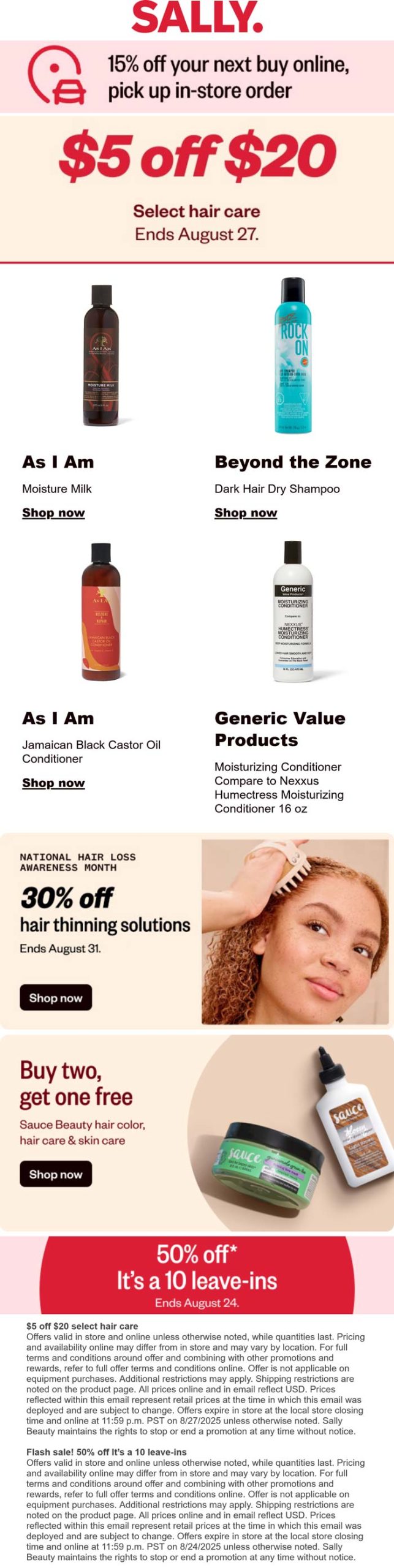 5 off 20 on hair care at Sally Beauty sallybeauty The Coupons App®