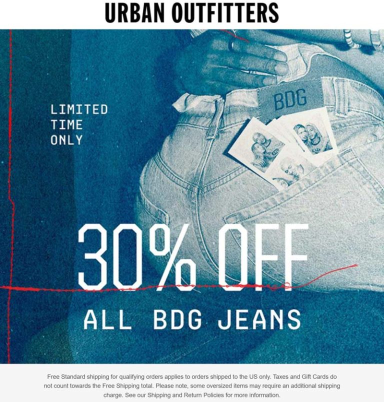 30% off bdg jeans at Urban Outfitters