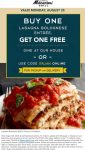 Second lasagna free today at Macaroni Grill restaurants, or online via promo code ITALIAN #macaronigrill