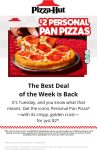 $2 personal pan pizzas today at Pizza Hut #pizzahut