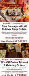 20% off takeout & more at Texas de Brazil restaurants via promo code LABOR20 #texasdebrazil