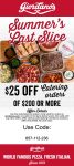 $25 off $200 at Giordanos pizza via promo code 657-112-236 #giordanos