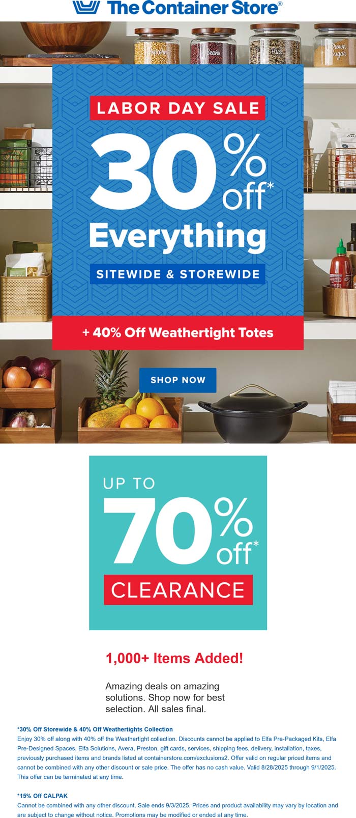 30% off everything at The Container Store