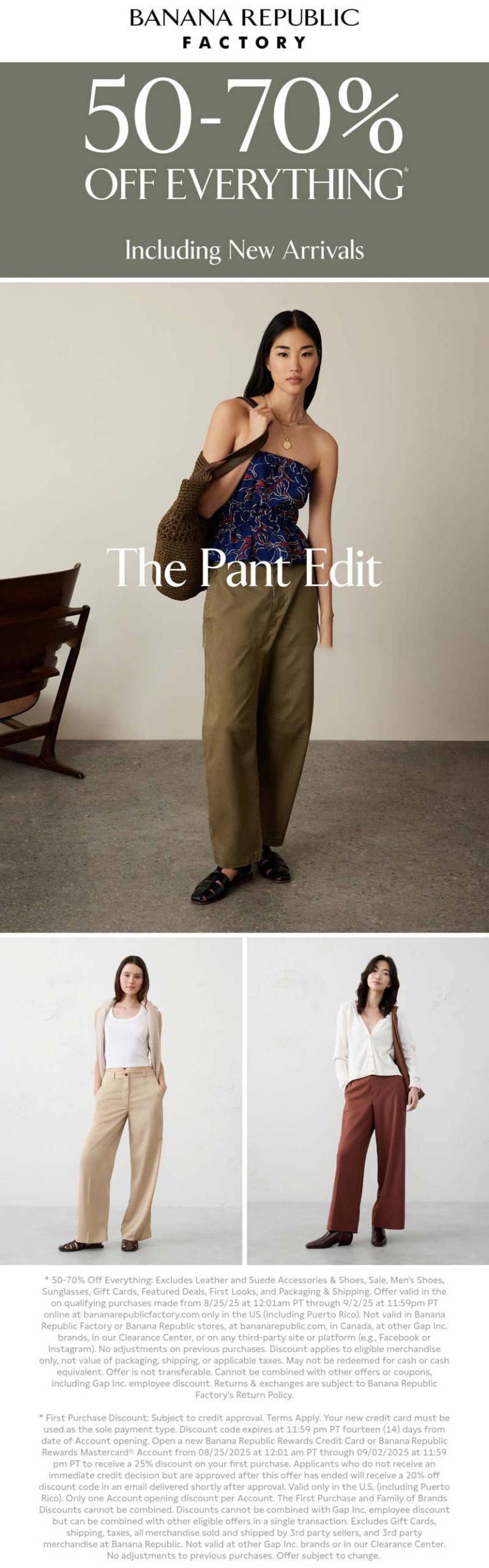 50-70% off everything at Banana Republic Factory