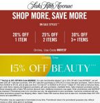 Extra 20-30% off sale items at Saks Fifth Avenue via promo code MORESF #saksfifthavenue