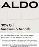30% off sneakers & sandals today at ALDO #aldo