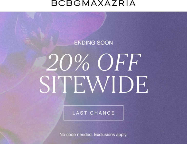 20% off everything today at BCBGMAXAZRIA