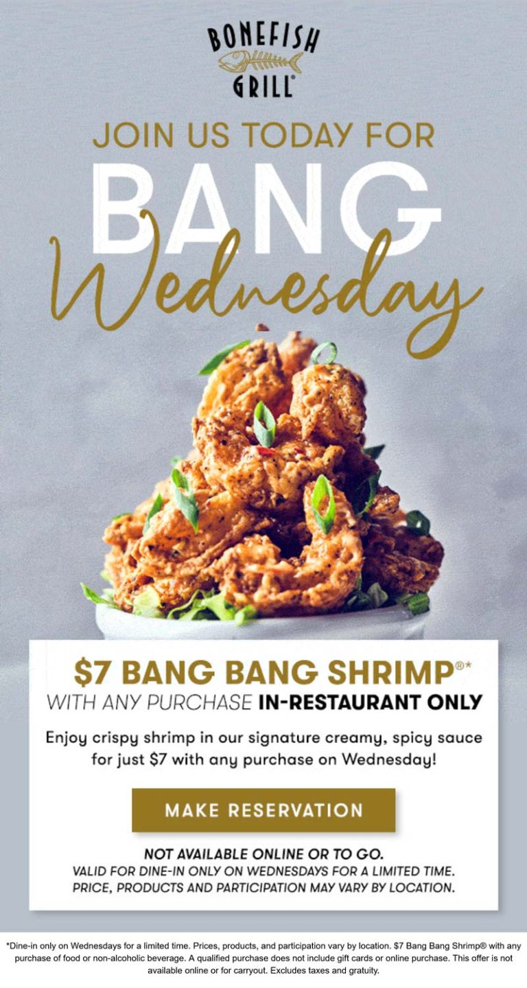 $7 bang bang shrimp today at Bonefish Grill