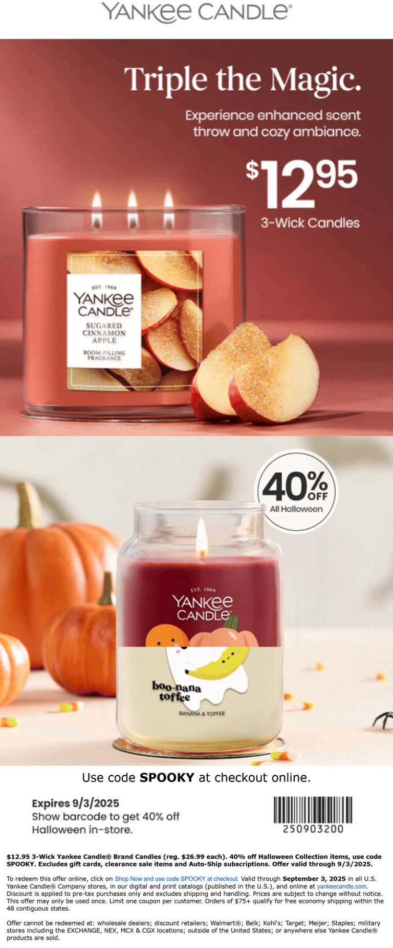 40% off all Halloween today at Yankee Candle, or online via promo code SPOOKY