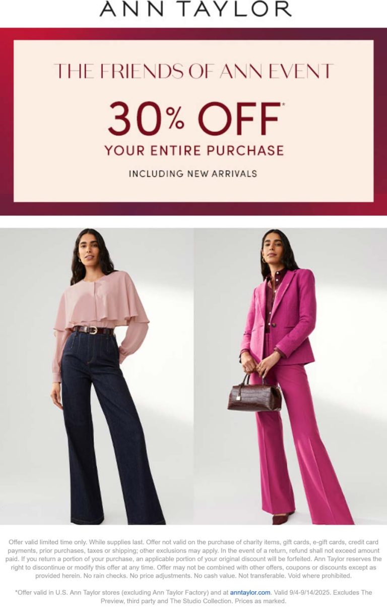 30% off everything at Ann Taylor