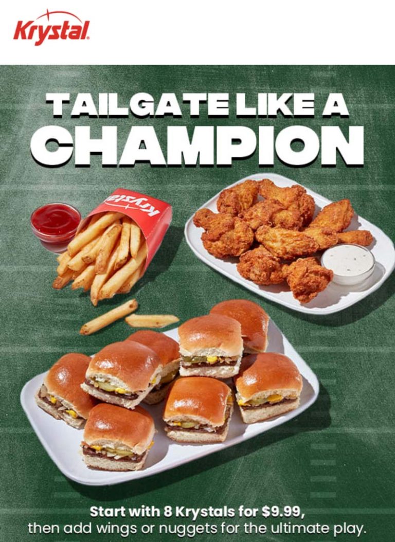 8 burgers for $10 at Krystal restaurants