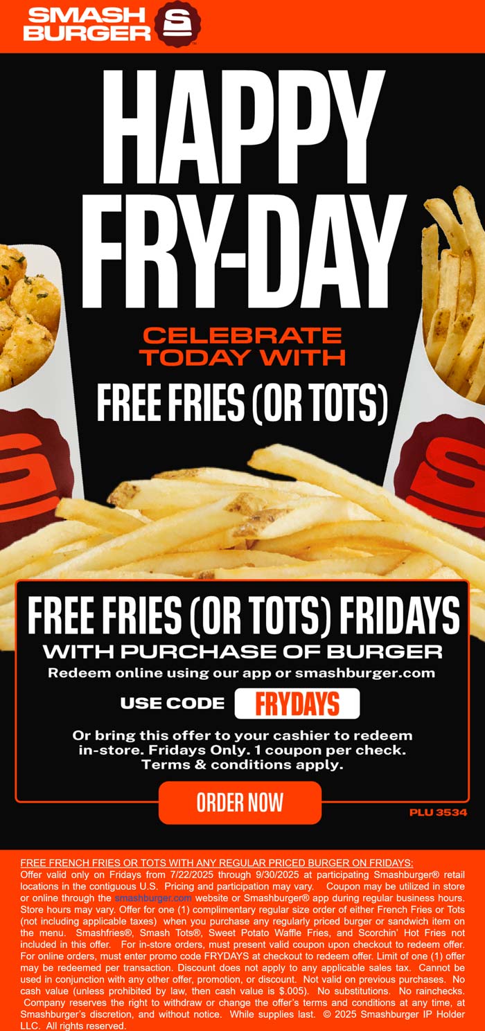 Free fries with your burger today at Smashburger