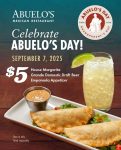 Margarita, draft or empanada appetizer = $5 today at Abuelos Mexican restaurant #abuelos