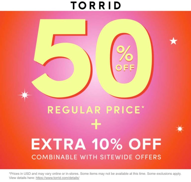 60% off via login today at Torrid