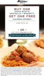 Second spaghetti & meatballs free today at Macaroni Grill restaurants #macaronigrill