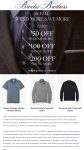 $50-$200 off $200+ at Brooks Brothers, also online #brooksbrothers