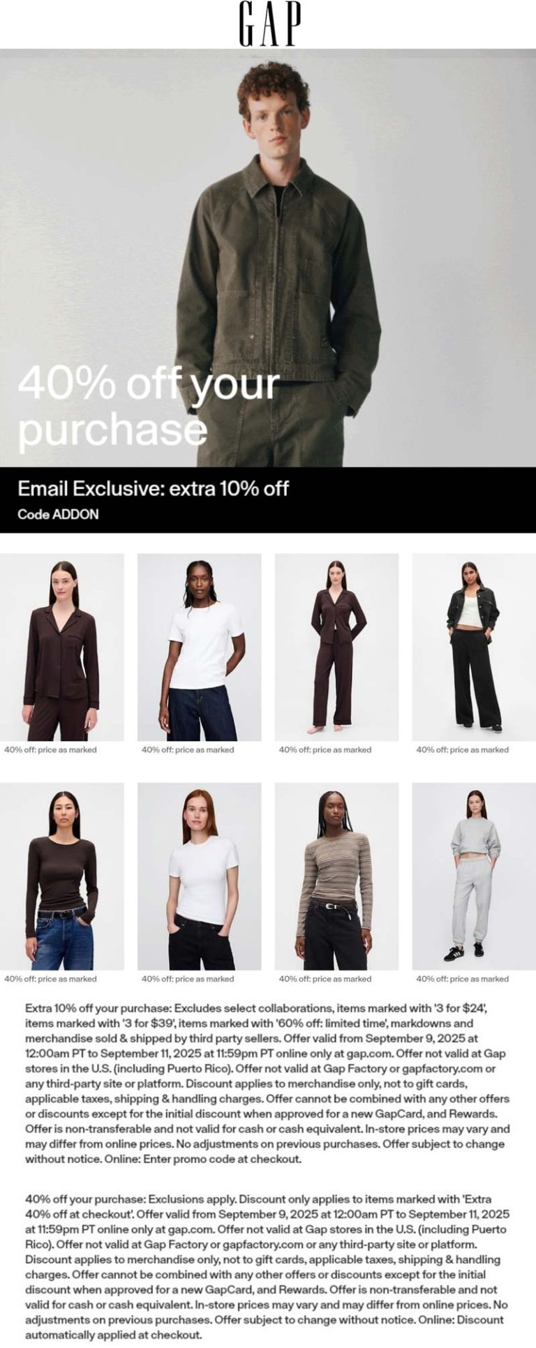 50% off online at Gap via promo code ADDON