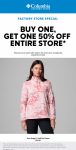 Second item 50% off at Columbia Factory Store #columbiafactorystore