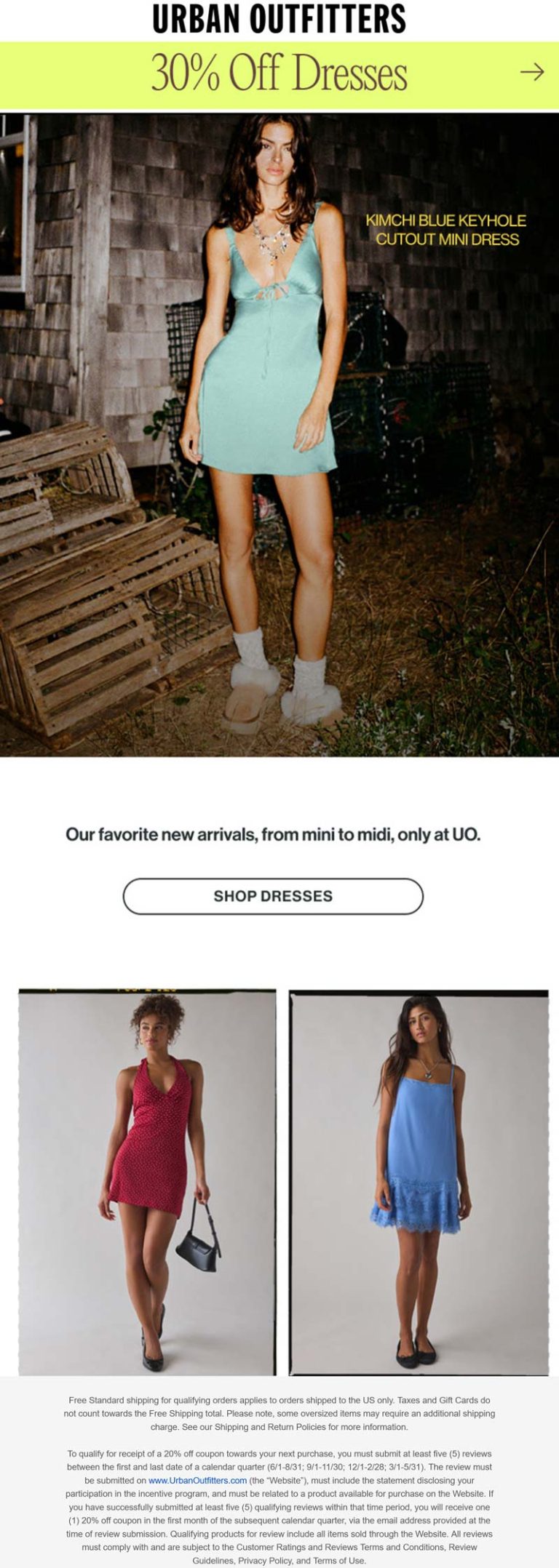 30% off dresses at Urban Outfitters