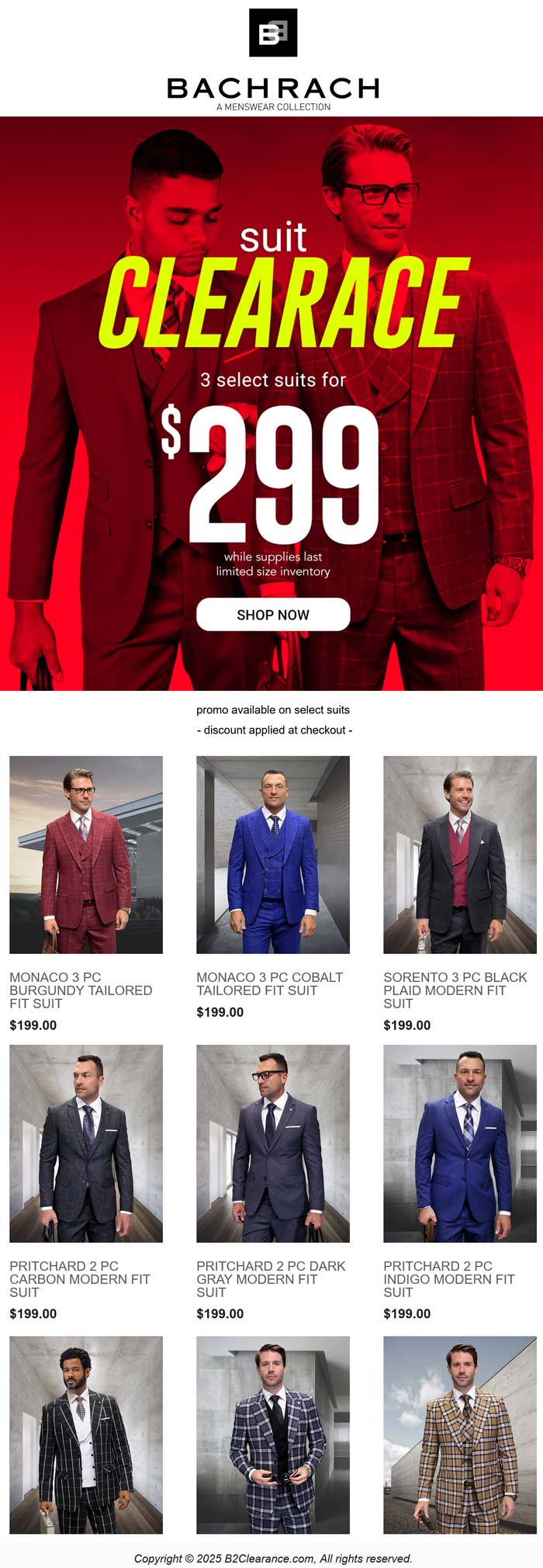 3 Suits for $299 at Bachrach