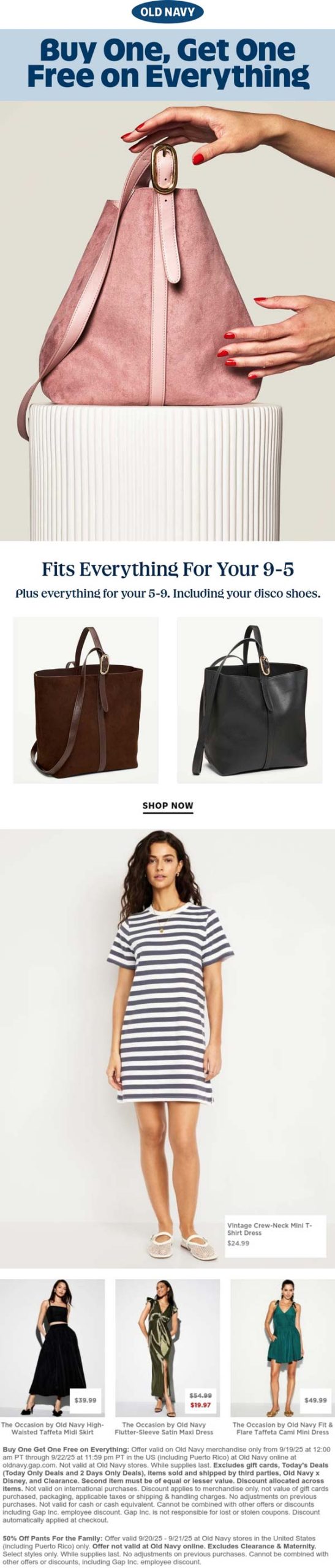 Second item free on everything online at Old Navy