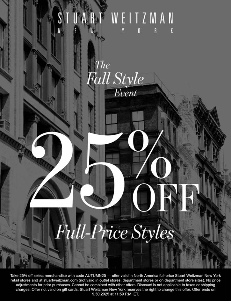 25% off at Stuart Weitzman, or online via promo code AUTUMN25