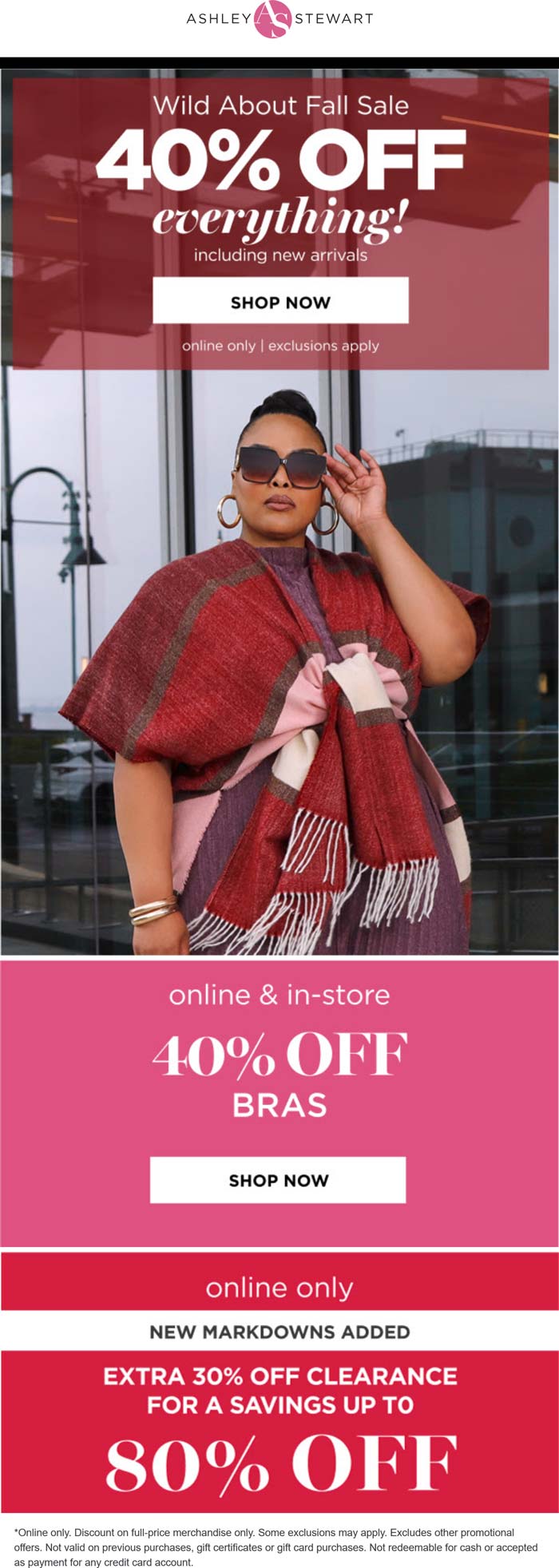 40% off everything & more at Ashley Stewart