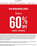 Extra 60% off sale items today at LOFT #loft