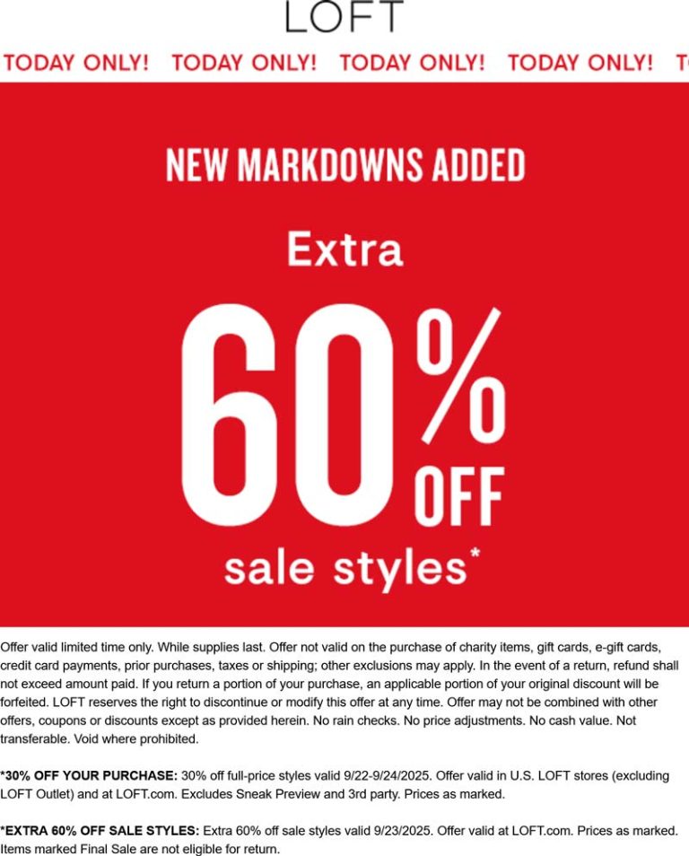 Extra 60% off sale items today at LOFT